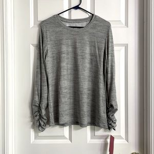 Muk Luks butter knit ruched sleeve henley medium